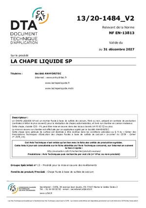 Avis Technique / DTA La Chape Liquide SP® (PDF)