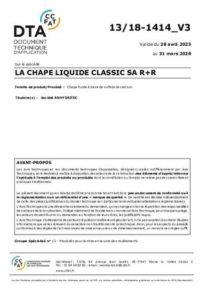 Avis Technique / DTA CLASSIC SA® R+R® (PDF)
